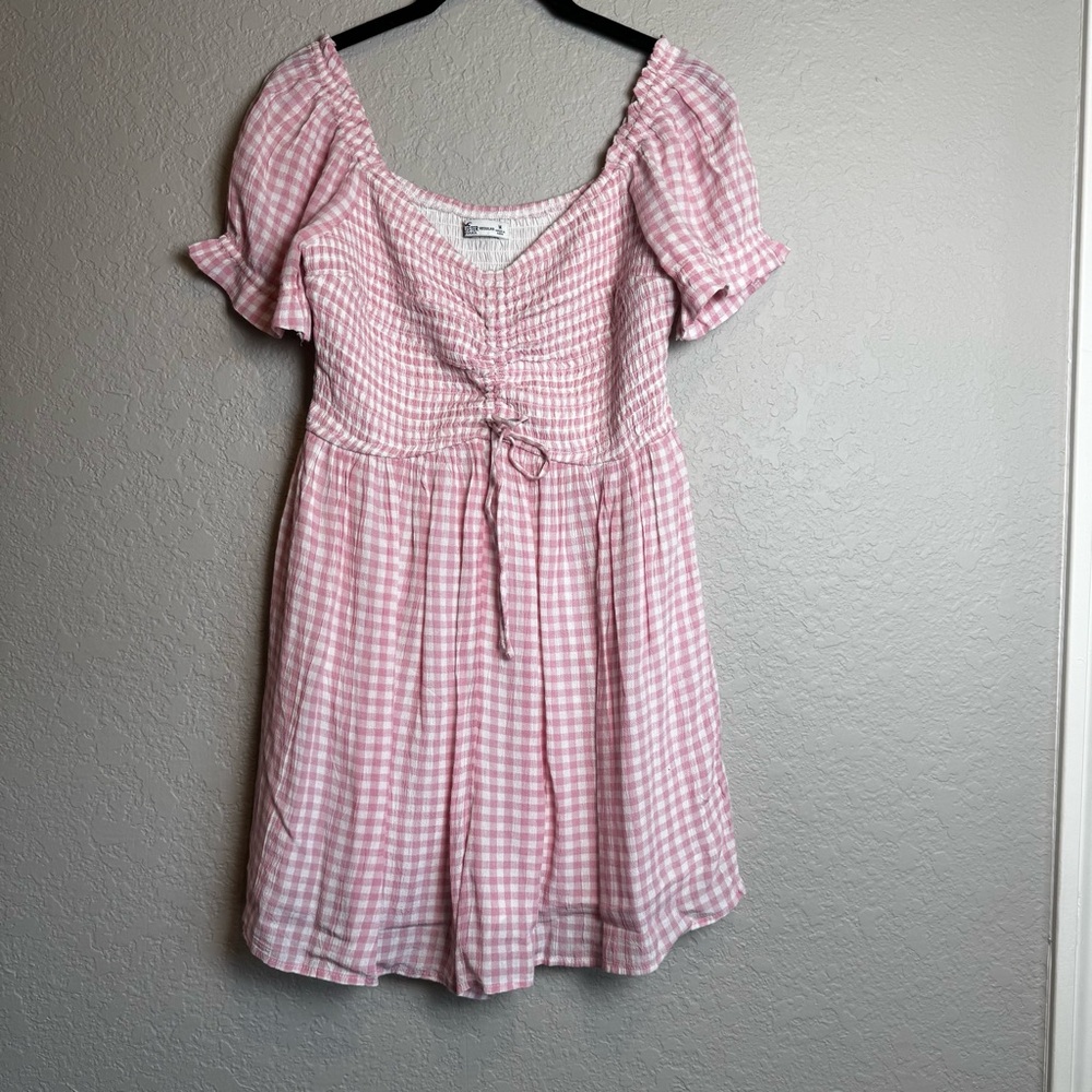 Hollister Pink Gingham Smocked Women's Romper